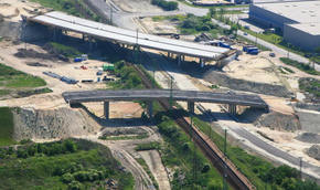 M6 autópálya, M0-Érdi tető közötti szakasza, M6/168/k sz. híd u. felüljáró a MÁV Budapest-Székesfehérvár vasútvonal felett M6 autópálya, M0-Érdi tető közötti szakasza, M6/168/k sz. híd u. felüljáró a MÁV Budapest-Székesfehérvár vasútvonal felett